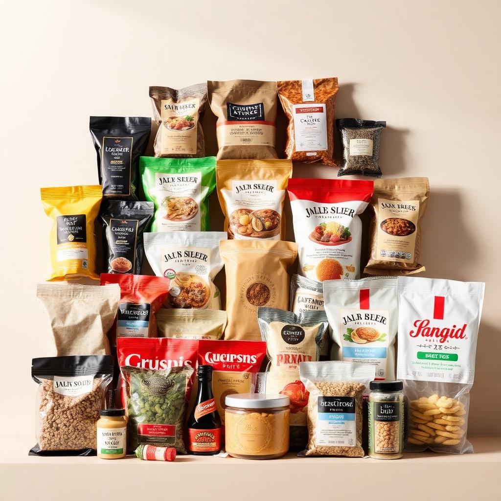 Assortment of packaged food and grocery products